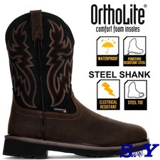WOLVERINE Waterproof Men's Rancher Square Steel-Toe Wellington Western Boots wv