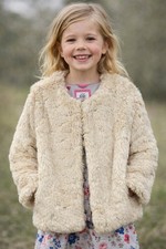 Girls Mini Boden 11-12Y Faux Fur Coat