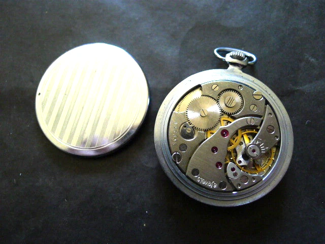 Reloj Bolsillo Sekonda 18J Caja Cromada Caballeros Frente Abierto Cuerda Manual .45mm. TLC.
