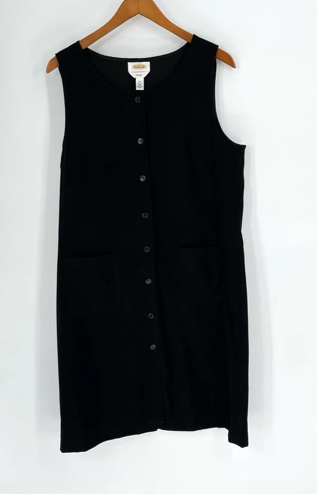 Vestido Talbots para mujer 14 negro elástico pana jersey costa cabaña pradera Y2K Foto 4 de 4