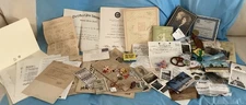 Vintage Junk Drawer Lot Ephemera Tokens Military Postcards Misc. 40’s-60’s