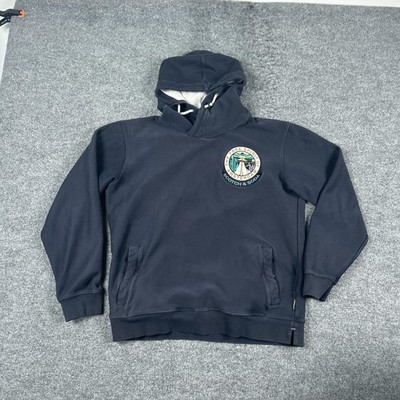 Scotch & Soda Hoodie Mens Large Navy Free Spirit Patch Pullover Fleece Amsterdam