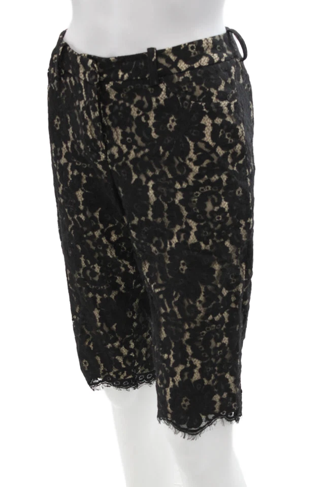 Robert Rodriguez Unisex Bermuda Shorts Black Floral Button Nylon Cotton Size 4 - Image 2 of 4