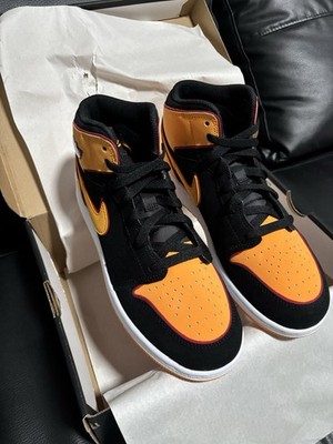 Air Jordan 1 SE Mid Black / Vivid Orange Youth 7 Women s 8.5 Men s 7