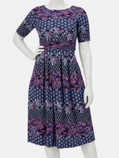 Jessica Howard Women's Blue Elbow Sleeve Gathered-Waist Dress Petite Size 6P