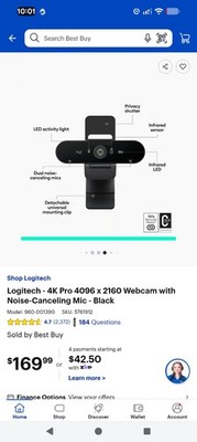 Logitech BRIO Ultra HD Webcam - Black