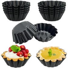 14PCS Egg Tart Molds, Non Stick Mini Tart Pans, 2.6-Inch Fluted Mini Pie Pans...