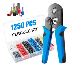 Ferrule Crimping Tool Kit 1250PCS Wire Ferrules Ratchet Crimper AWG 23-7