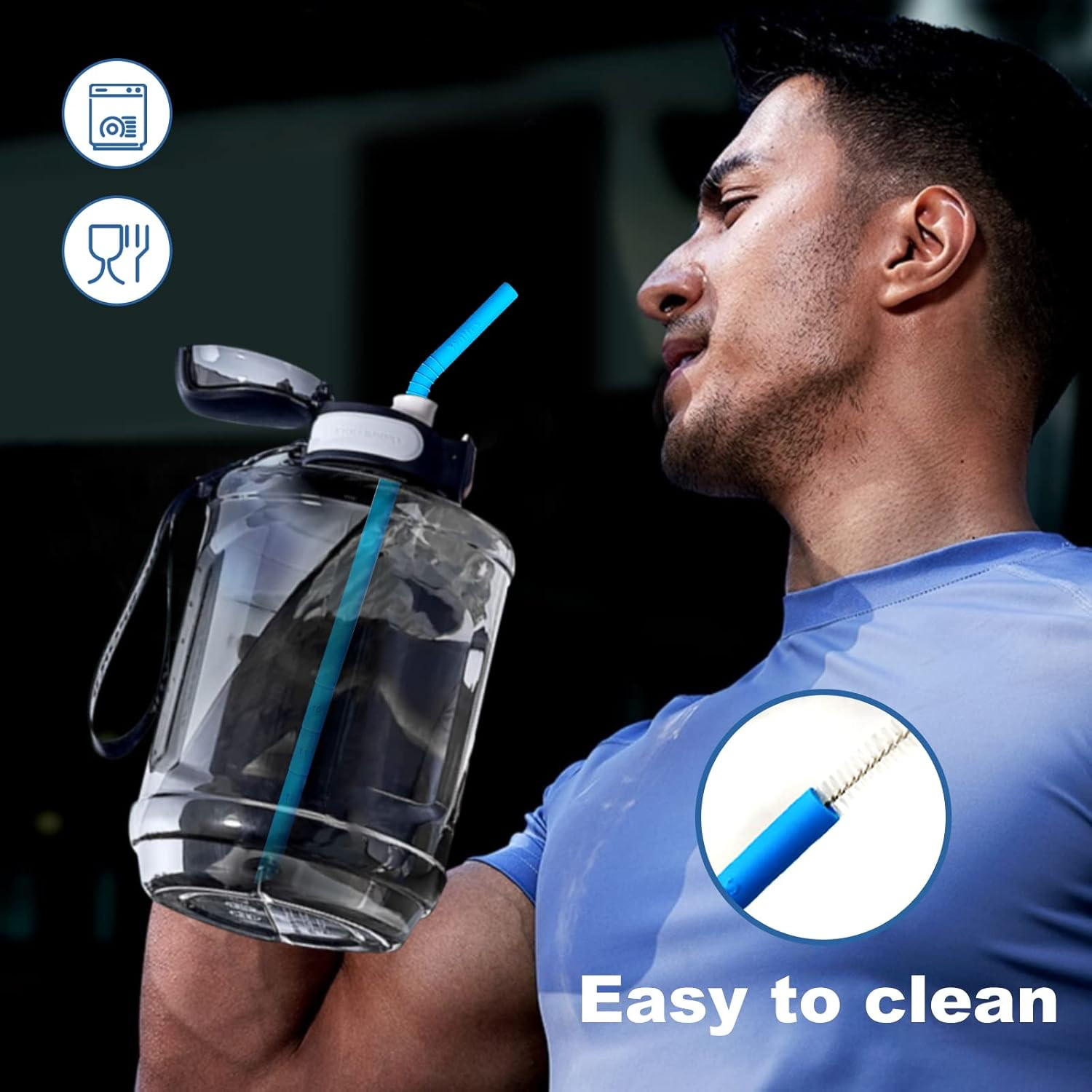 14.5 Inch Extra Long Reusable Silicone Straws, Big Sizes Flexible Bendable Straw