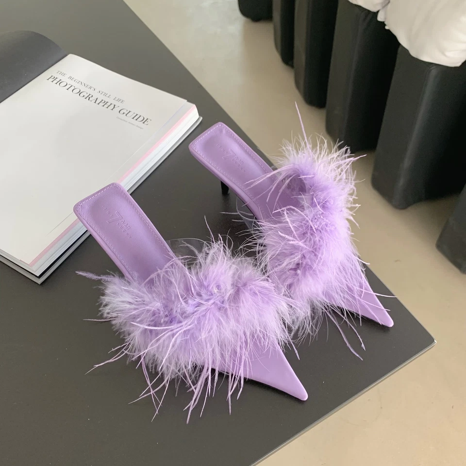 Zapatos para mujer verano transparentes correa recta punta gatito tacón sandalias Foto 3 de 4