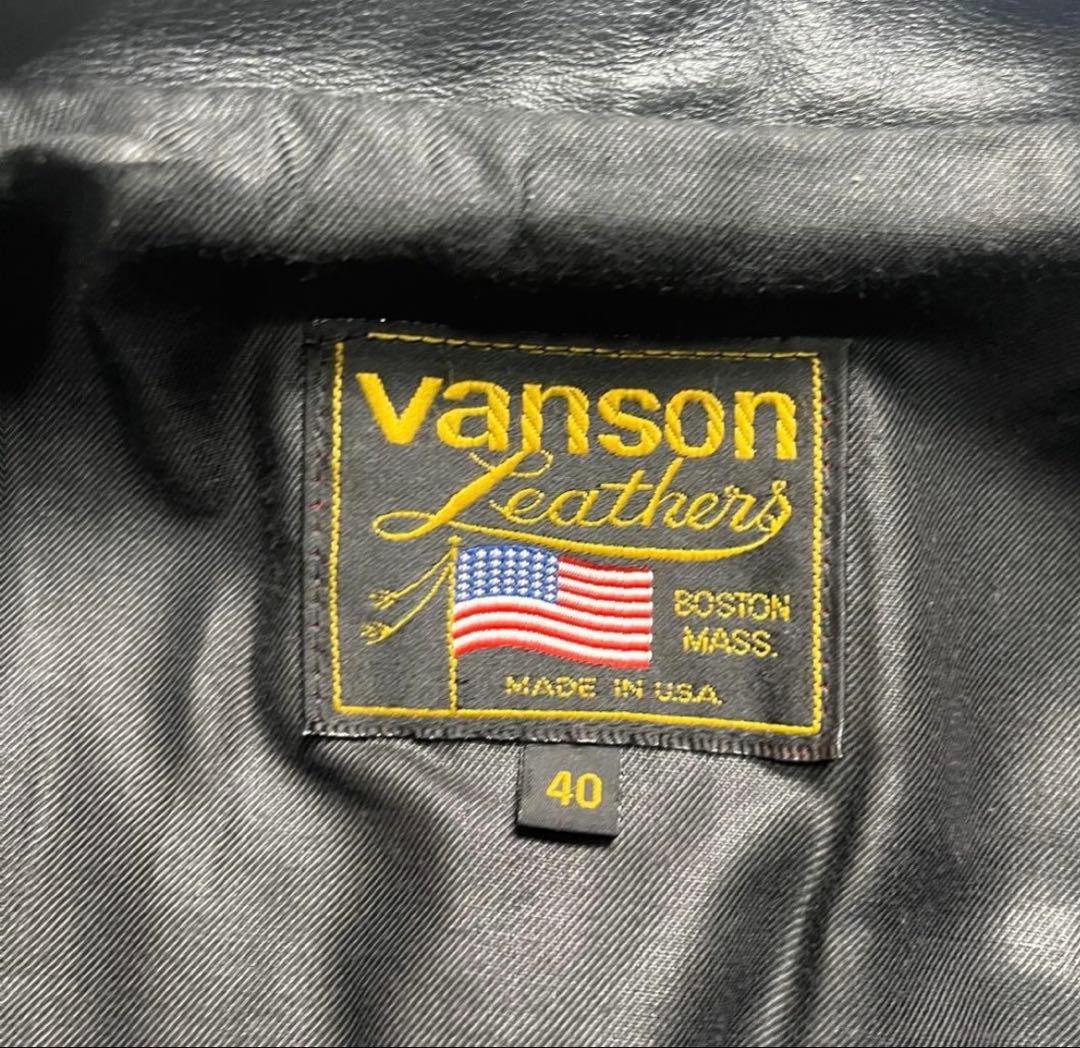VANSON Leather Trucker Jacket Collared Short L - image 12
