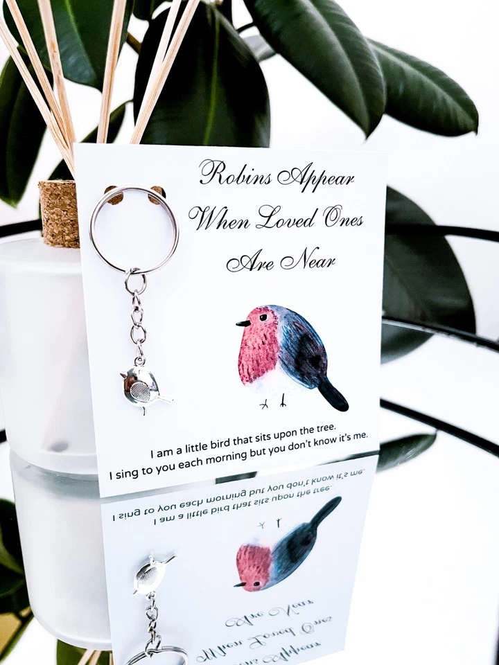 Robin Keyring, Robin Sympathy Keyring, Funeral Favours, Bereavement Keepsake - Image 3 of 4