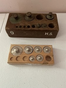 Vintage Lot 2 Incomplete Sets Laboratory Weights Brass Metal In Wooden Box