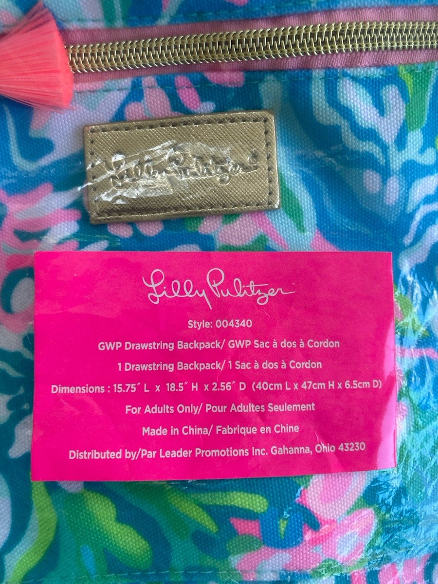 Lilly Pulitzer GWP Drawstring Backpack Blue IBIZA Aqua La  display picture 2