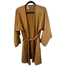Vintage 1997 Victoria s Secret Gold Embroidered Robe Long Sleeve Size S