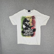 VINTAGE Bob Marley Men Shirt M White Graphic Band Tee Grunge Logo READ