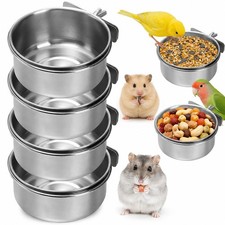 Bird Feeding Dish Cups 4 Pack Stainless Steel Clamp Bowls Parrot Budgie Cage