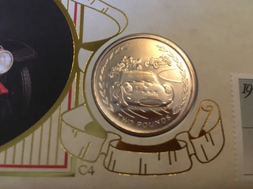 ISLE OF MAN STAMPS BENHAM COIN FIRST DAY COVER 1996 CARS TYPE 4 £2 MINT COIN