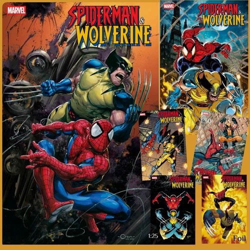 🔥‼️ [6 PACK] SPIDERMAN & WOLVERINE 1 🕸️ 1:25, 1:50 FOIL CLAYTON CRAIN ‼️🔥