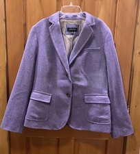 Talbots Womens Sz 16 Blazer Purple Lined Wool Blend Career Travel Sporty Pockets
