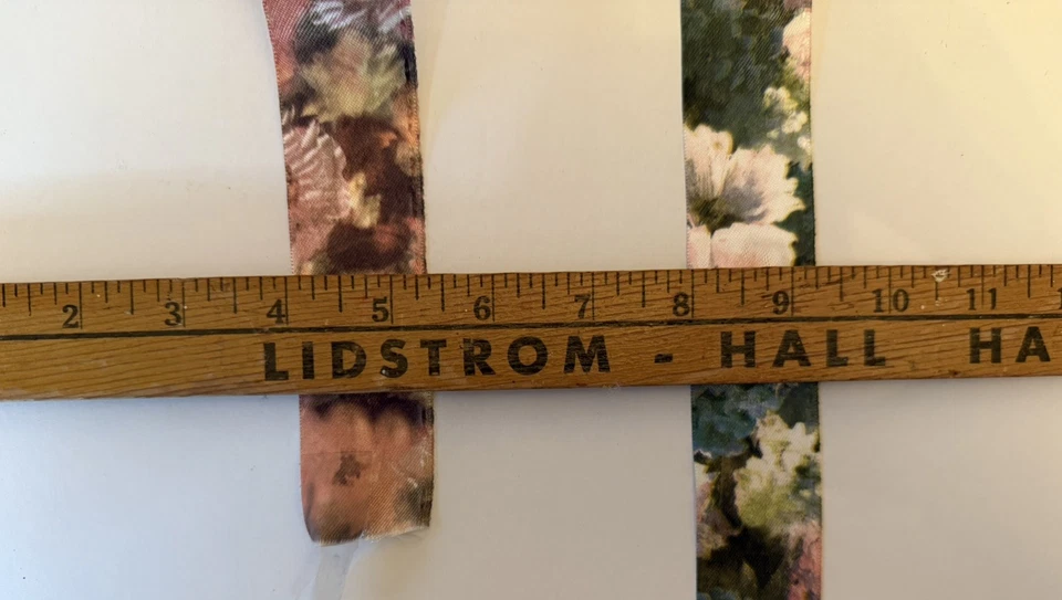 100 Yards Vintage Pink Green Floral Satin Ribbon Italy - Image 3 of 4