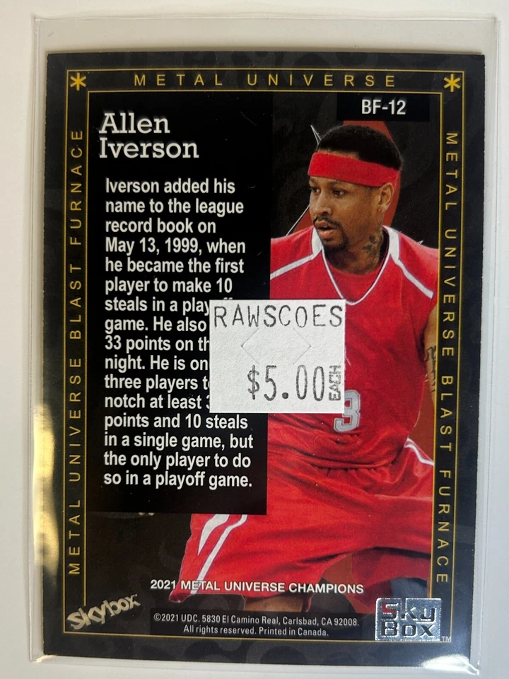 2021 Skybox Metal Universe Champions Blast Furnace BF-12 Allen Iverson - Image 2 of 2