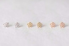 Daisy Stud Earrings Simple Cute Flower Cut Out Gold Silver Rose Plated Gift UK