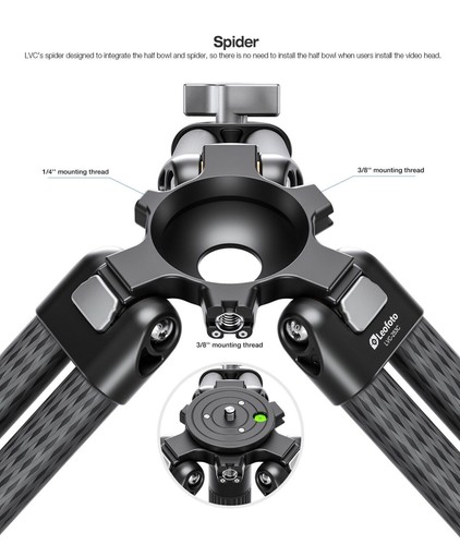 Leofoto LVC-253C+BV-15 Twin Leg Video Tripod with Fluid Head - Picture 6 of 16