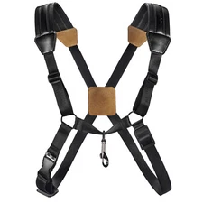 POGOLAB Saxophone Strap Harness Double Shoulder Sax Strap with Leather Padded