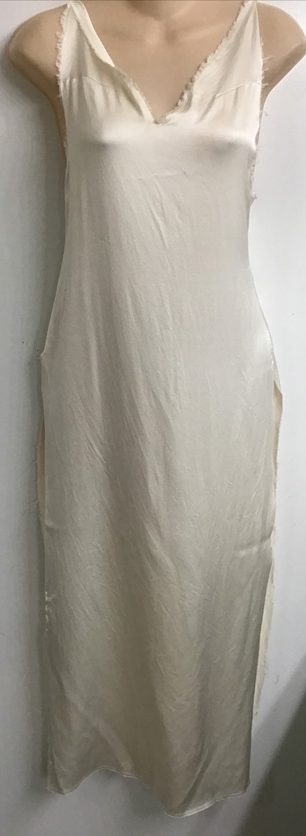 Are You Am I Slip Dress Champagne Silk Very High Slits Backless With Tie Size XS | eBay Are You Am I Slip Dress Champagne Silk Very High Slits Backless With Tie Size XS | eBay