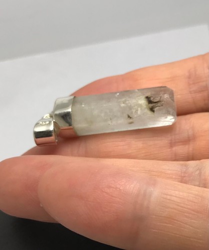 Natural aquamarine pendant, pear, solid Sterling Silver. New. Defect. - Picture 10 of 13