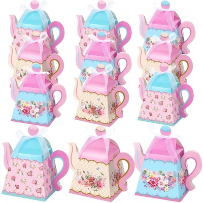 24 Pcs Floral Tea Party Favor Box Large Flower Teapot Gift Box Vintage Floral...