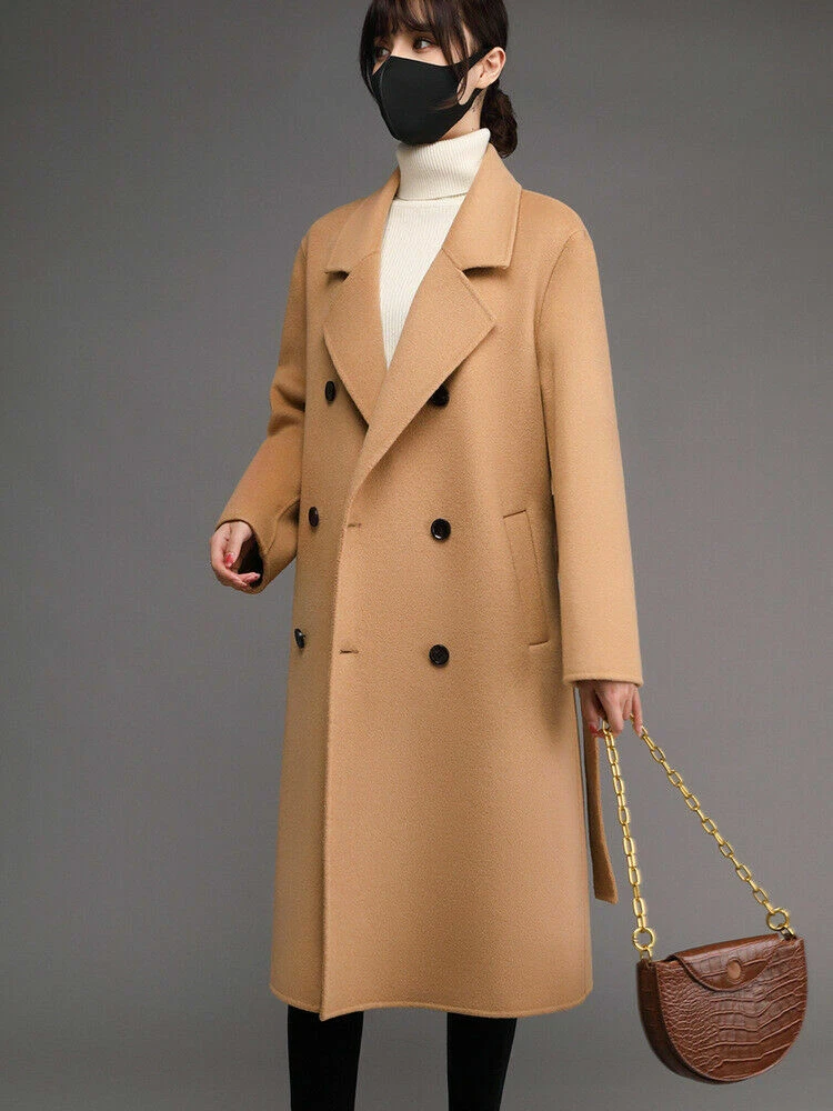 Ladies double hotsell breasted camel coat