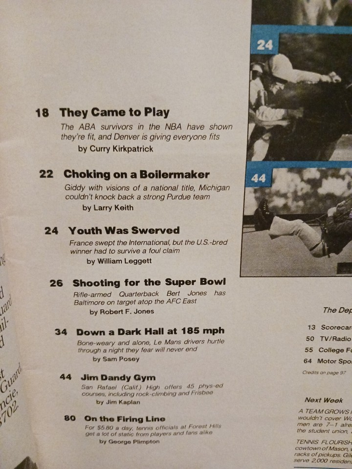 November 15, 1976 Sports Illustrated Magazazine Rising Occasion David