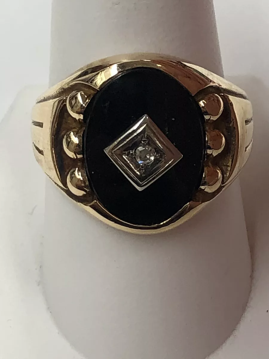 10 karat gold on sale black onyx ring
