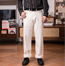 Red Tornado 55501 Men Selvedge Jeans Relaxed Straight Fit Denim Pants White Jean