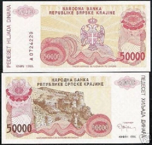 Croacia 50000 DINARA (1/20 millones) P-R21 1993 Krajina serbia UNC billete de dinero Foto 3 de 4