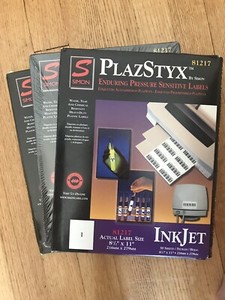 2.5 ct Simon Sj Paper Plazstyx Durable Laser Printing WHITE Labels 81217 50 pk