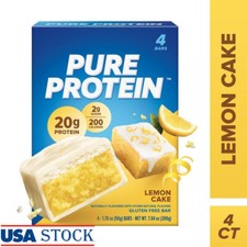 Lemon Cake Protein Bars Gluten Free 20g Protein Low Sugar 4 Count Snacking New