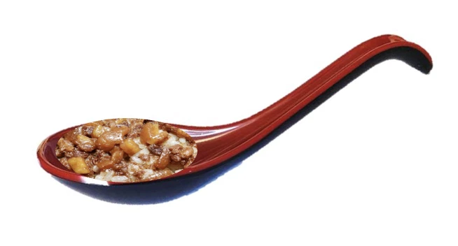 Melamine Spoon 1.15 oz Ramen Pho Noodle Soup Utensils 6-1/2" Hook-End Red/Black