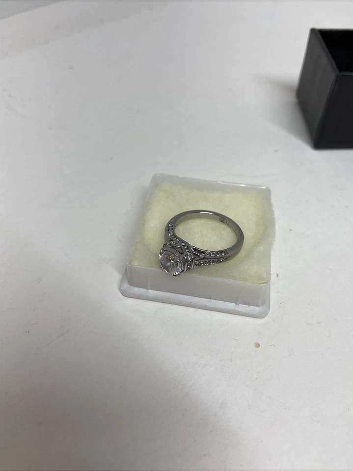 ANILLO DE COMPROMISO/BODA ACERO INOXIDABLE CIRCONITA CÚBICA TK316 Foto 3 de 4