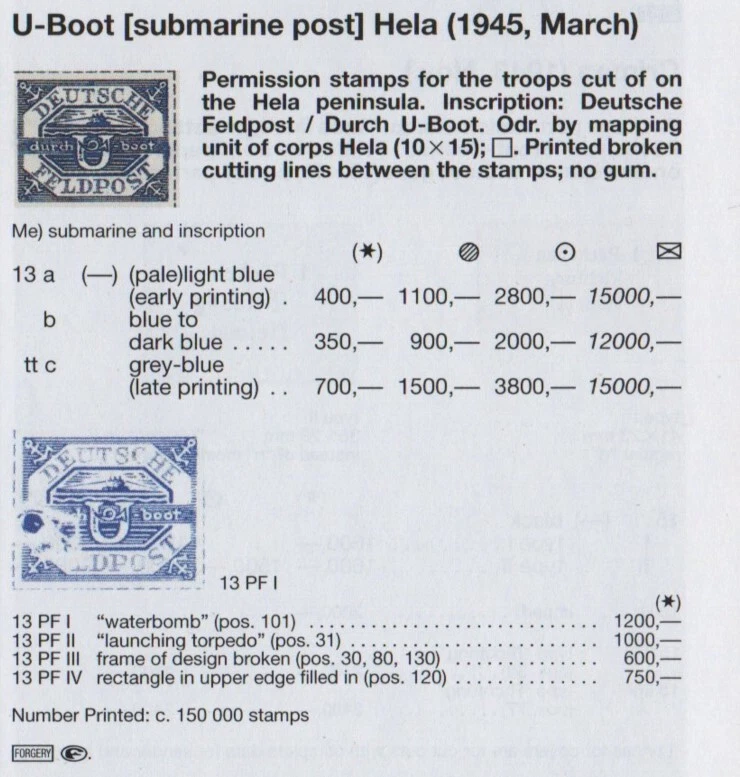 ✔️ GERMANY 3. Reich WWII FIELD POST U-BOOT Submarine - FORGERY!!! - Image 2 of 2