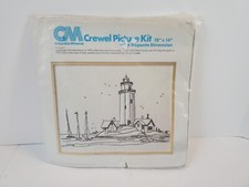 Vintage Columbia-Minerva Crewel Lighthouse Picture Kit with Trapunto Dimension