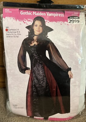 Gothic Maiden Vampiress Women's Halloween Costume Size Small/medium 2-8