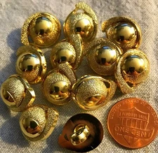 12 Shiny Gold Tone PLASTIC Teardrop Shaped Shank Buttons 11/16" 18MM Lot # 3677