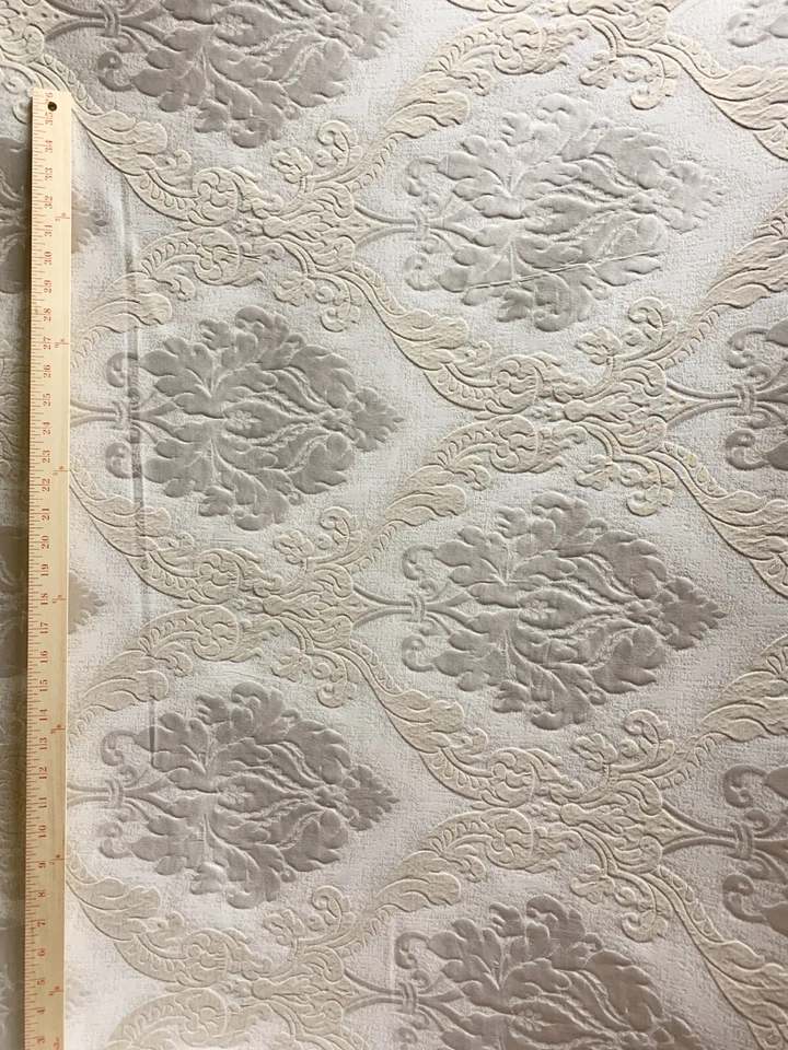 Tecido para cortina de estofamento bege damasco brocado (54 pol.) Vendido por jarda - Imagem 3 de 4