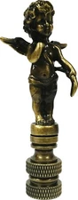 Lamp Finial-CHERUB-Aged Brass Finish, Highly detailed metal casting-FS