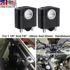 Universal CNC Motorcycle Handlebar Riser Clamp Mount Fit 7/8" 1 1/8" Bars Black