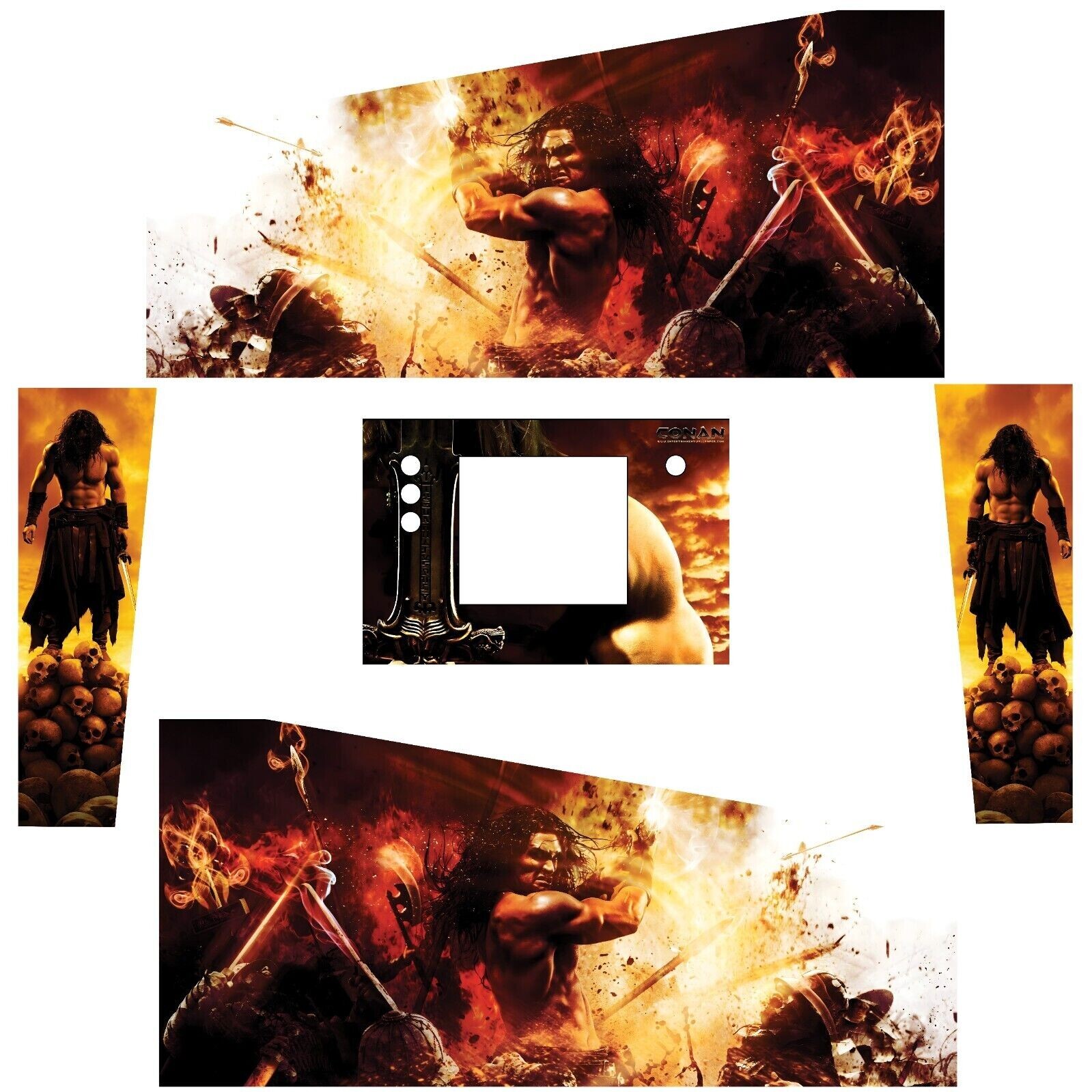 Stickers Conan le Barbare pour Flipper - Créez une Gameroom Épique avec ce Kit Complet