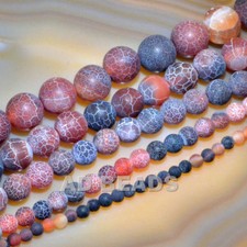 Colorful Matte Fire Crackle Agate Gemstones Round Beads 15" 4mm 6mm 8mm 10mm